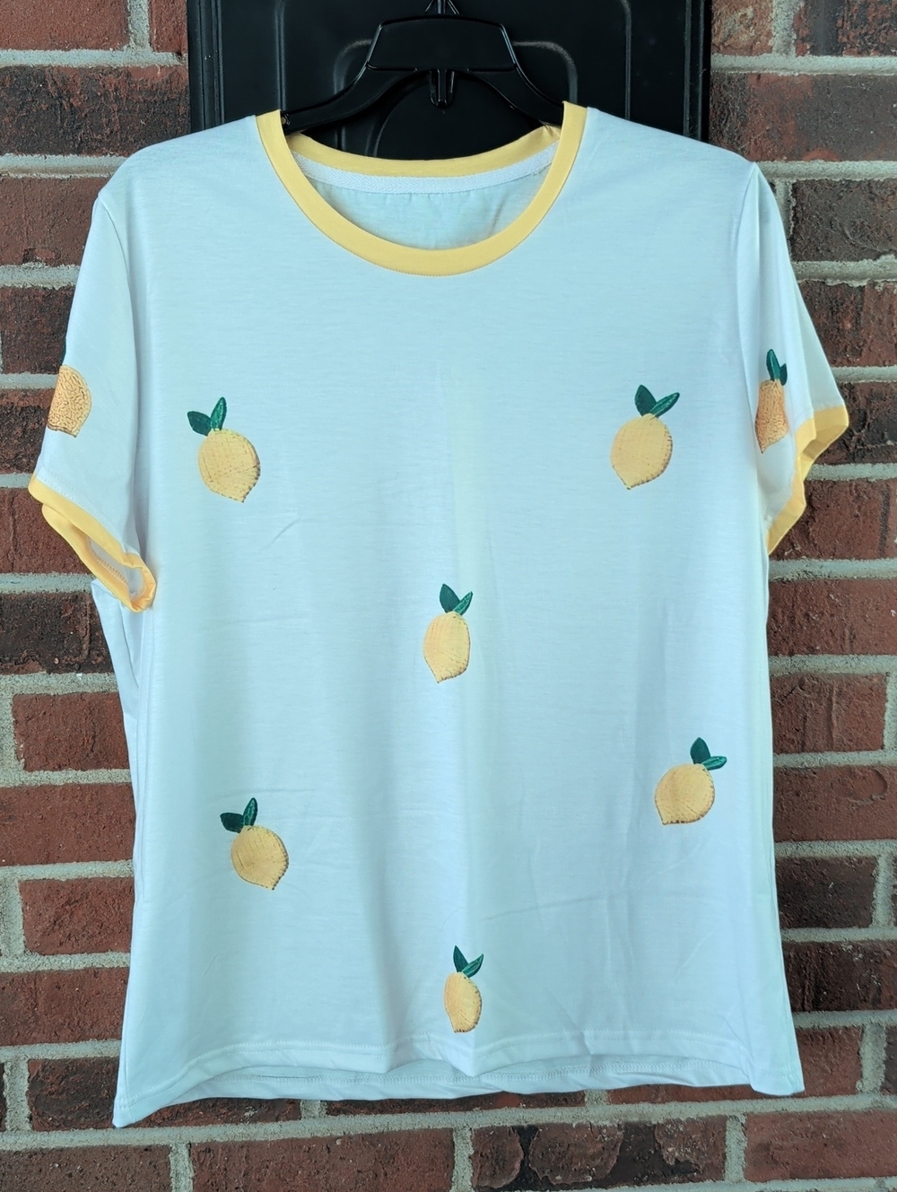 Unbranded Lemon 🍋 Ringer Crew Neck T Shirt Size XL